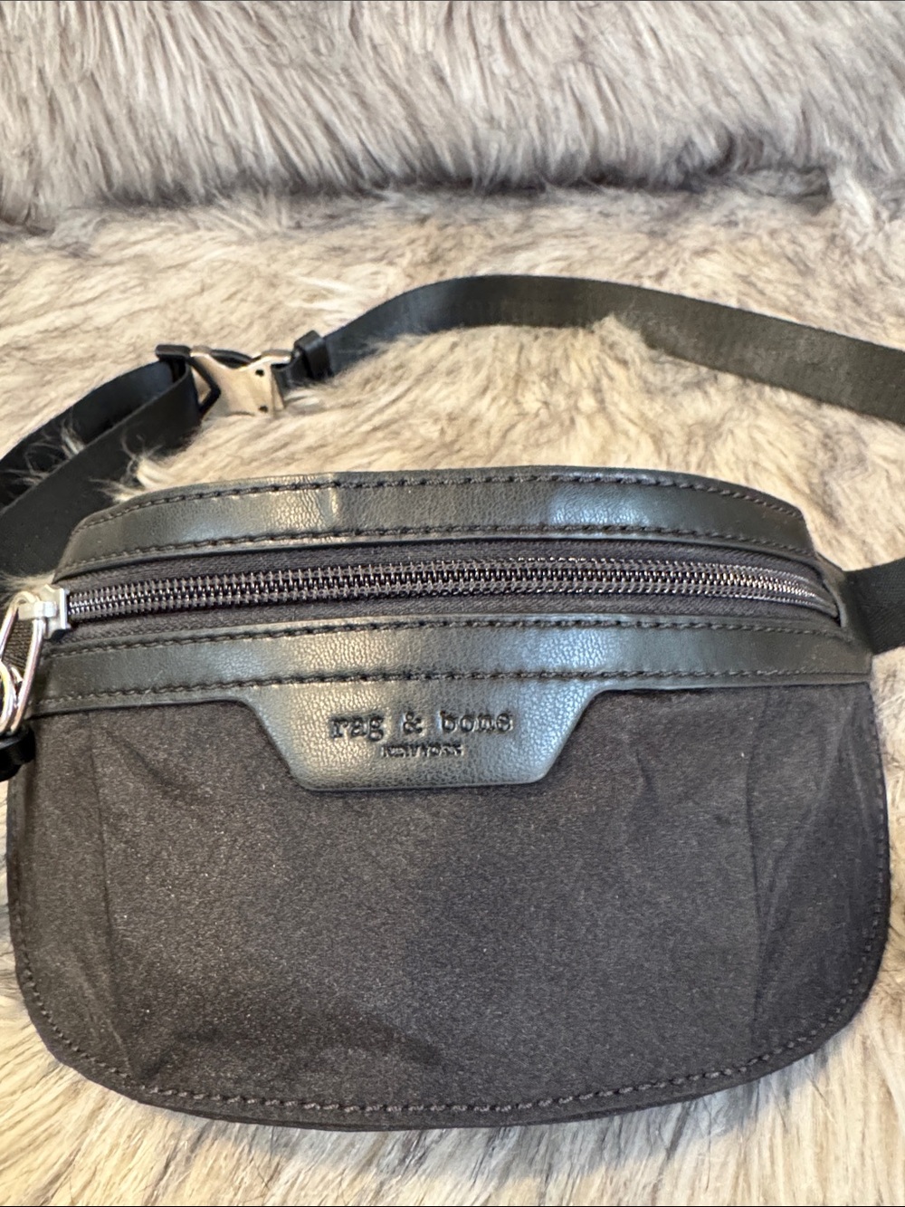 rag & bone Black Leather-Trim Belt Bag